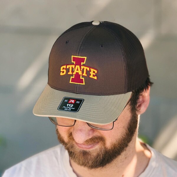 Richardson I-State Brown and Khaki Adjustable Snapback Hat front